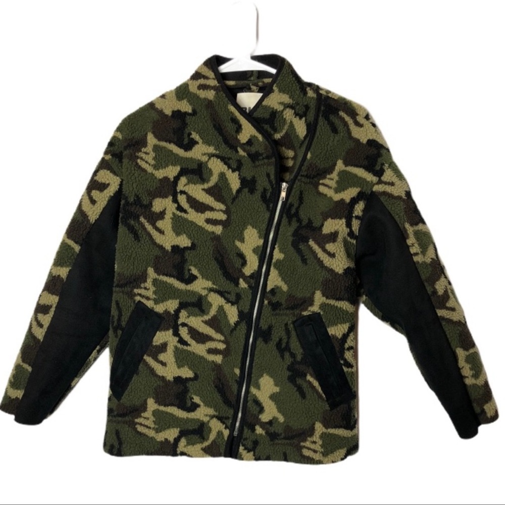 BLQ Basiq shearling camo jacket size 0= Size Small - Picture 2 of 6